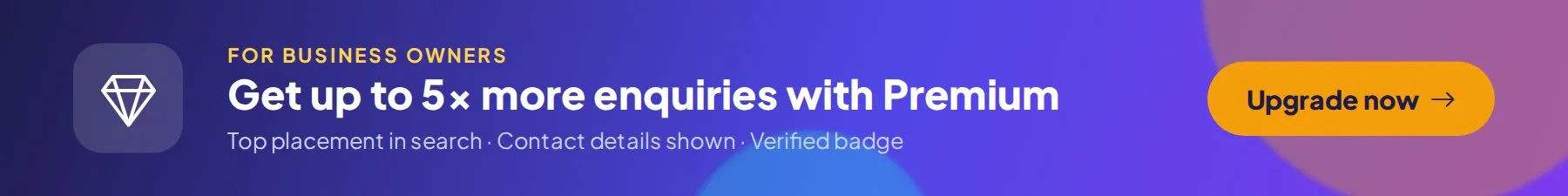 Upgrade to Premium and get 5x more enquiries